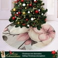 thumbnail image 2 of Vintage Style Beige Flowers Christmas Tree Skirt Stand Mat Waterproof Floor Protection Mat for Holiday Decoration, 2 of 6