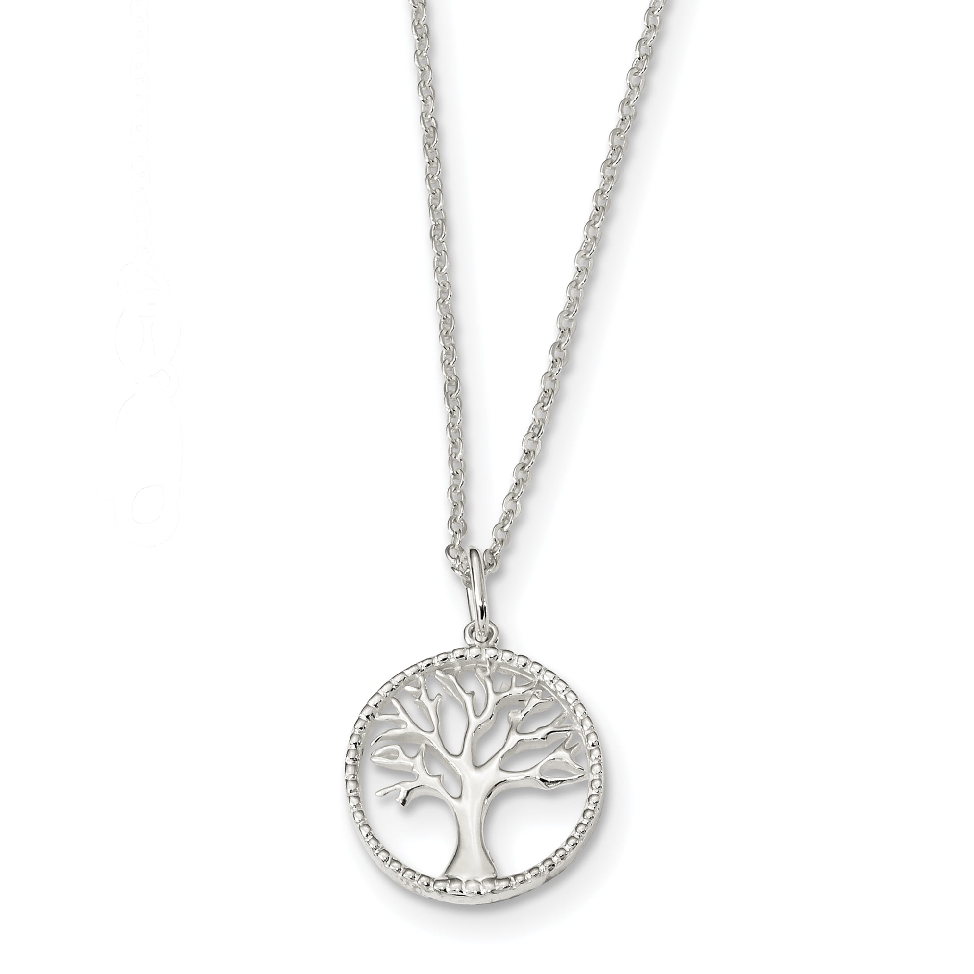 Tree of Life Sun Moon Sterling Silver Round Pendant Charm Necklace Chain