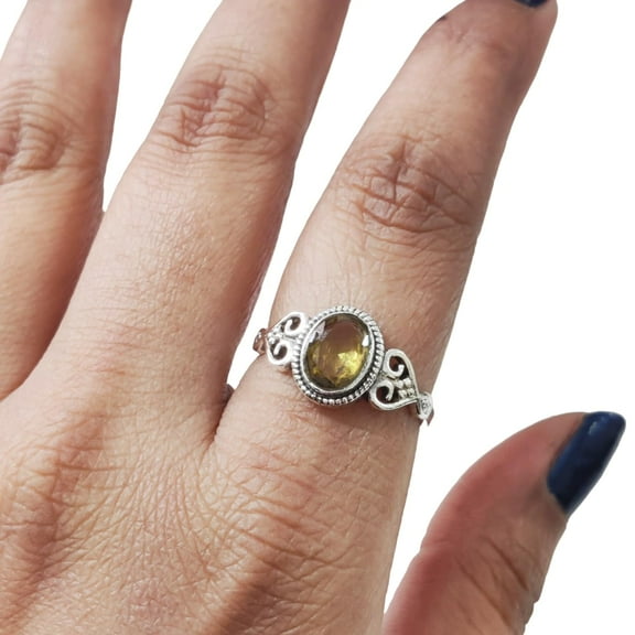 Natural Citrine Ring, AAA Citrine Gemstone Ring, November Birthstone, Tiny Bohemian Ring, 925 Sterling Silver, Womens Ring, Christmas Thanksgiving, Handmade Statement Jewelry, Genuine Citrine