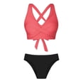 thumbnail image 7 of Women's High Waisted Bikini Sets 2 Piece Tummy Control Swimsuits V Neck Twist Front Bathing Suits(Brick Red,L), 7 of 7