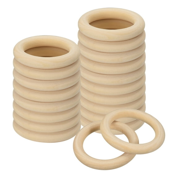 20Pack Natural Wood Rings, 60mm/2inch Unfinished Smooth Circles (10mm Thick)