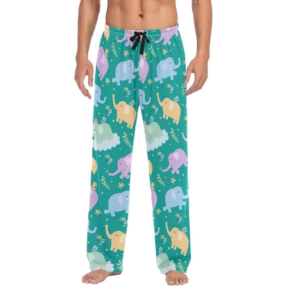 GZHJMY Elephant Pajama Pants for Men, Lounge Pants Lightweight Men Pajama Bottoms with Drawstring Pockets, Christmas New Year Birthday Gifts, X-Large