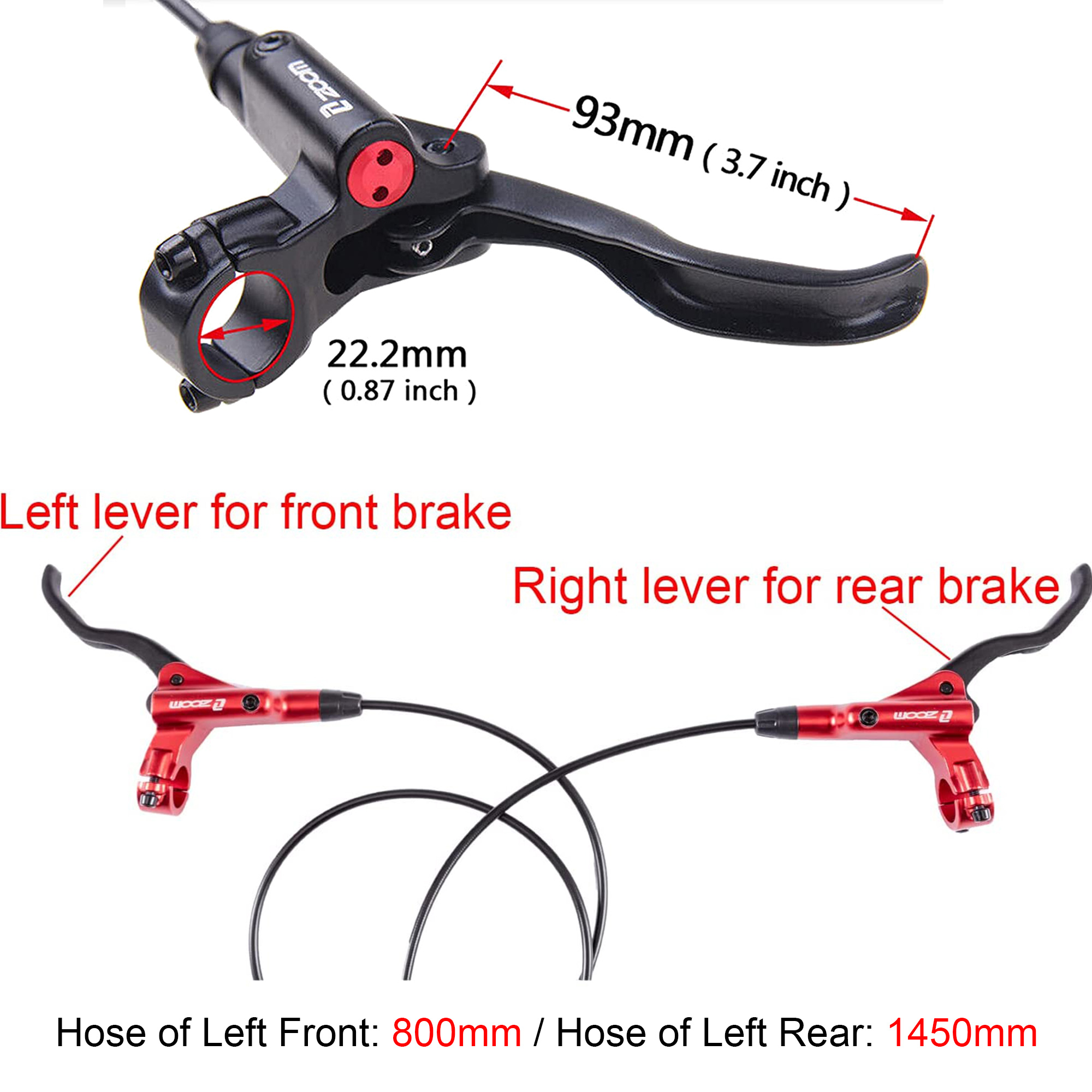 BUCKLOS  Mountain Bike Disc Brake Set, Hydraulic Disc Brakes with MTB Rotor 180mm 203mm, is PM Mount Adapter Bicycle Brake Performance Upg