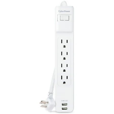CyberPower P406U Home Office 4 Outlet Surge Protector with 500 J Surge Suppression