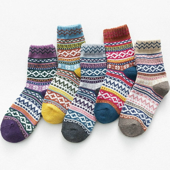 Multicolor Socks for Women 5 Pack Womens Socks Winter Soft Warm Cold Knit Wool Socks on Sale Clearance