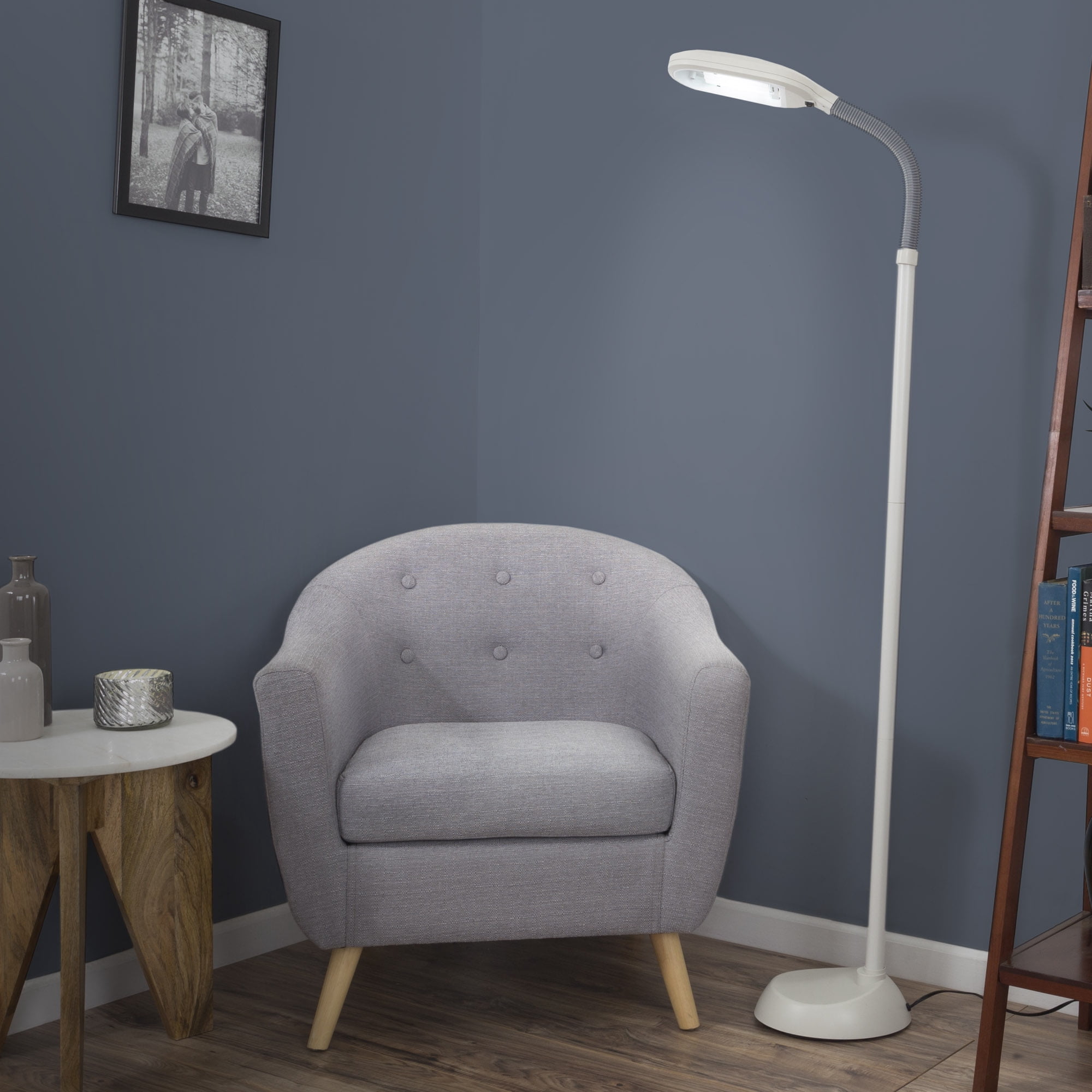 Lavish Home Adjustable Floor Lamp - 6ft Full Spectrum Natural Sunlight Lamp with Bendable Neck (Beige)