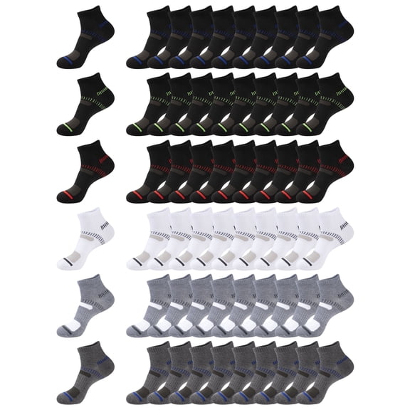 LITERRA 30 Pairs Mens Socks Ankle Running Breathable Socks for Men