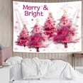 thumbnail image 2 of Merry Christmas Tapestry, Abstract Watercolor Pink Xmas Tree Ball Forest Farmhouse Colorful Star Winter Holiday Bedroom Living Room, Tapestries Aesthetic Home Decor, 60X40IN, 2 of 5