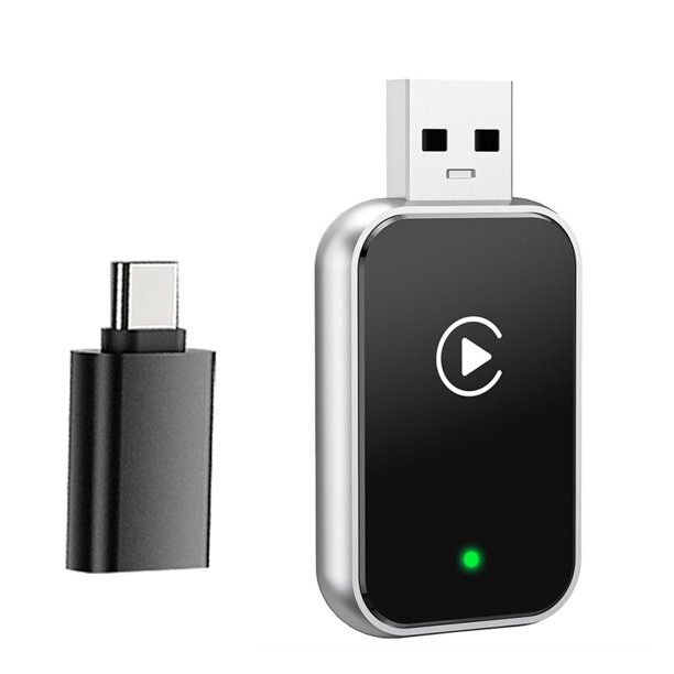 Adaptador Inalámbrico 2 en 1 para Carplay y para Android AUTO. Control por Voz. WiFi y Bluetooth. Caja Inteligente con IA. CarPlay con Cable A CarPlay Inalámbrico.