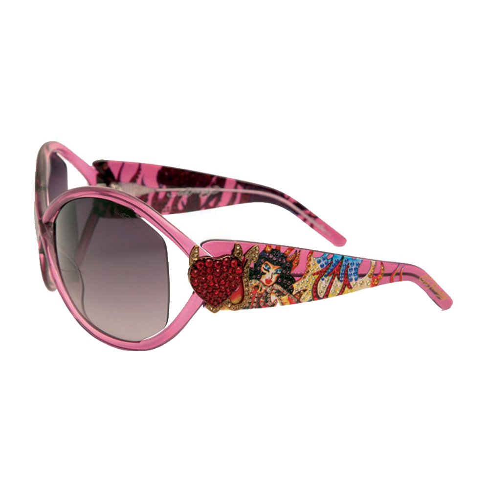 Ed Hardy EHS048 Pinup Devil Sunglasses Pink Saphire