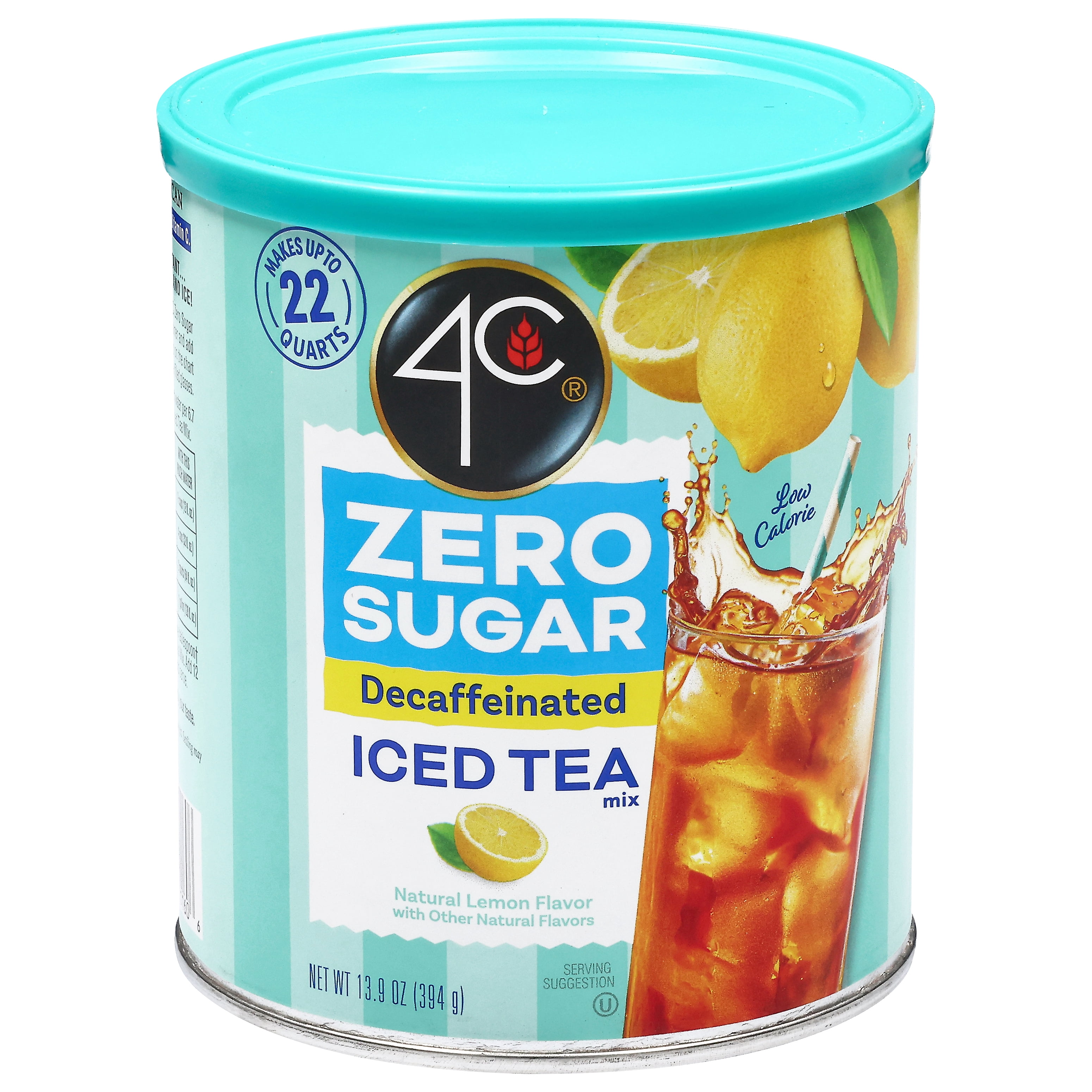 4C Light Naturally Decaffeinated Lemon Flavor Iced Tea Mix 13.9 oz