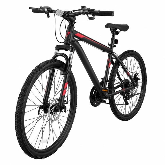 26-Inch Mountain Bike for Men and Women, 21-Speed Adult Outdoor Bicycle with High Carbon Steel Frame, Dual Disc Brakes and Front Suspension