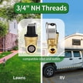 thumbnail image 4 of Water Pressure Regulator Valve, Brass 3/4in NH Thread Water Pressure Regulator Widely Compatible with Gauge for Trailer, 4 of 7