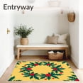 thumbnail image 3 of ODIKA 6'x9' Machine Washable Non-Slip Area Rug, Holly Berry Wreath Design Holiday Porch Seasonal Front Step Cover High Traffic Rug, Yellow, 504056, 3 of 7