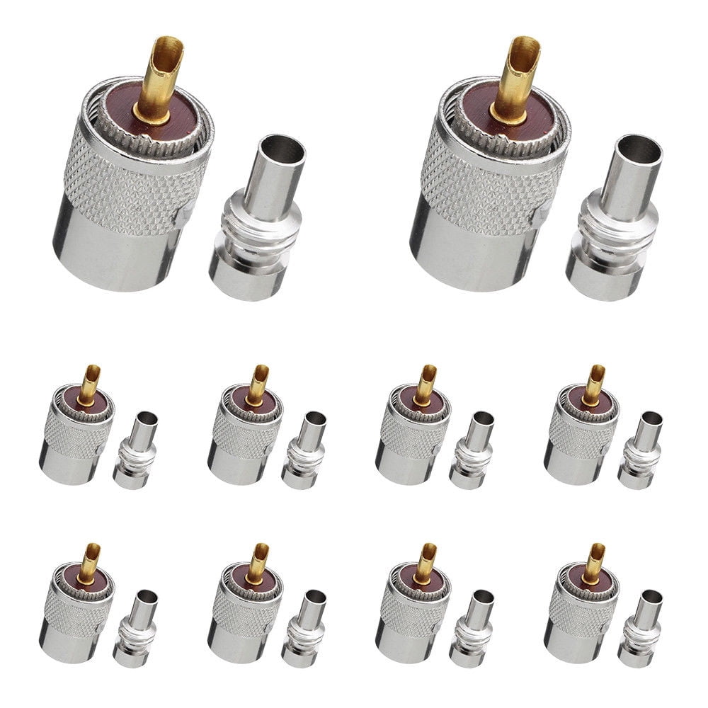 10Pack PL259 Solder Connector Plug With Reducer for RG8X Coaxial Coax