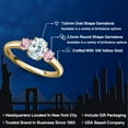 thumbnail image 2 of Gem Stone King 10K Yellow Gold Sky Blue Aquamarine and Pink Lab Grown Diamond Engagement Ring for Women | 1.11 Cttw | Oval 7X5MM | Gemstone March Birthstone | Size 7, 2 of 6