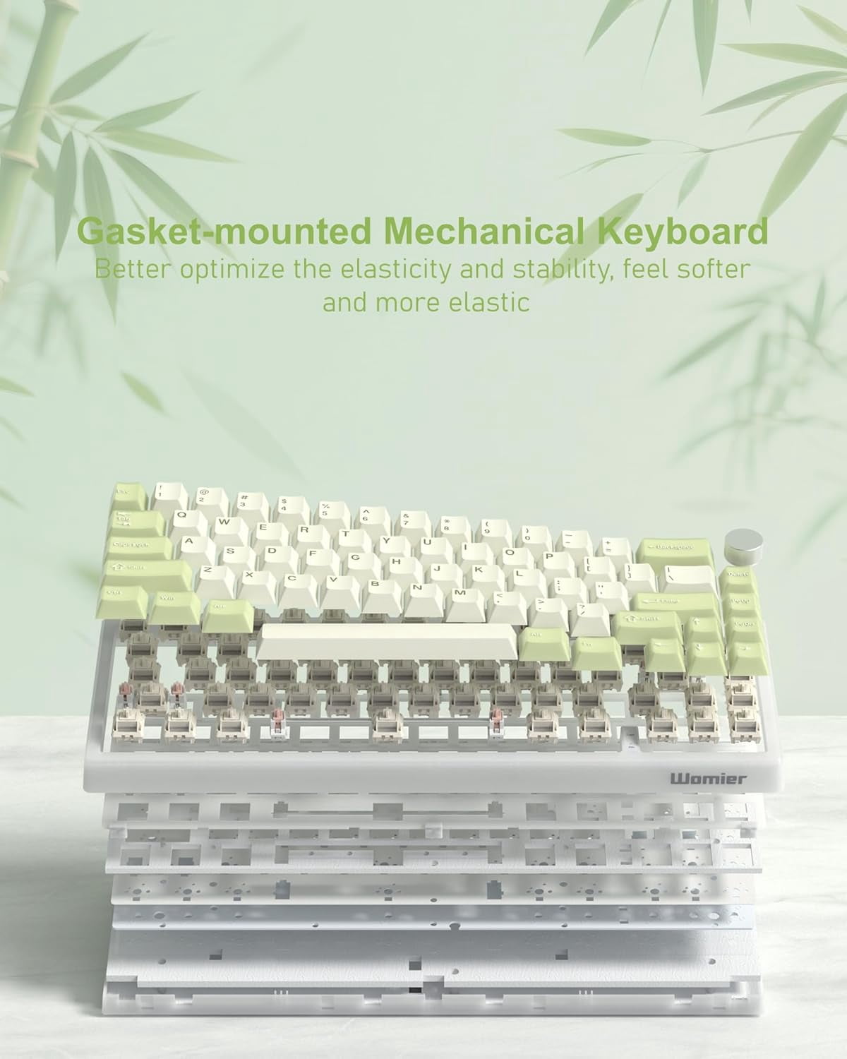 COSTOM Mechanical Gaming Keyboard, 60% QMK/VIA Creamy Mechanical Keyboard, RGB Cute Wired Keyboad with Hot Swappable Gasket,Green