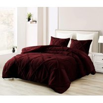 DNG Creations 5 Piece Diamond Ruffle Comforter 100% Egyptian Cotton, 800TC - Solid Wine Colour - Super Soft 550 GSM All Season ( Oversized Queen - Size )