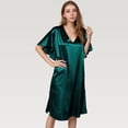 thumbnail image 3 of Women's Satin Midi Dress with V-Neckline and Flutter Sleeves for a Relaxed Elegant Fit - Large, Dark Olive, 3 of 7
