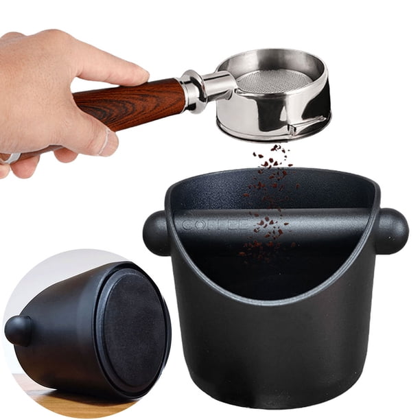 Espresso Knock Box Contenedor Molido Cubo Basura para Absorbente Golpes Antideslizante Con Barra Golpe Extraíble Posos