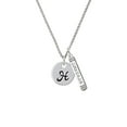 thumbnail image 2 of Delight Jewelry Silvertone Large Script Letter - H - 3/4'' Disc - Silvertone Courage Strength Wisdom Honesty Bar Charm Necklace, 23", 2 of 4