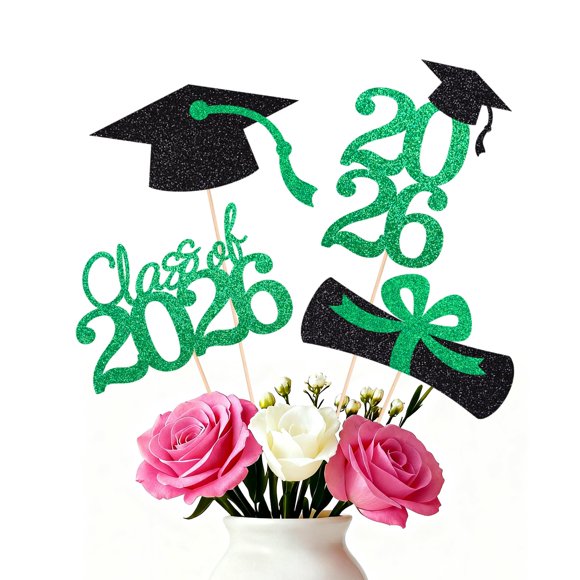 Cake Toppers SakFestivo 16 piezas para graduación, adornos verdes