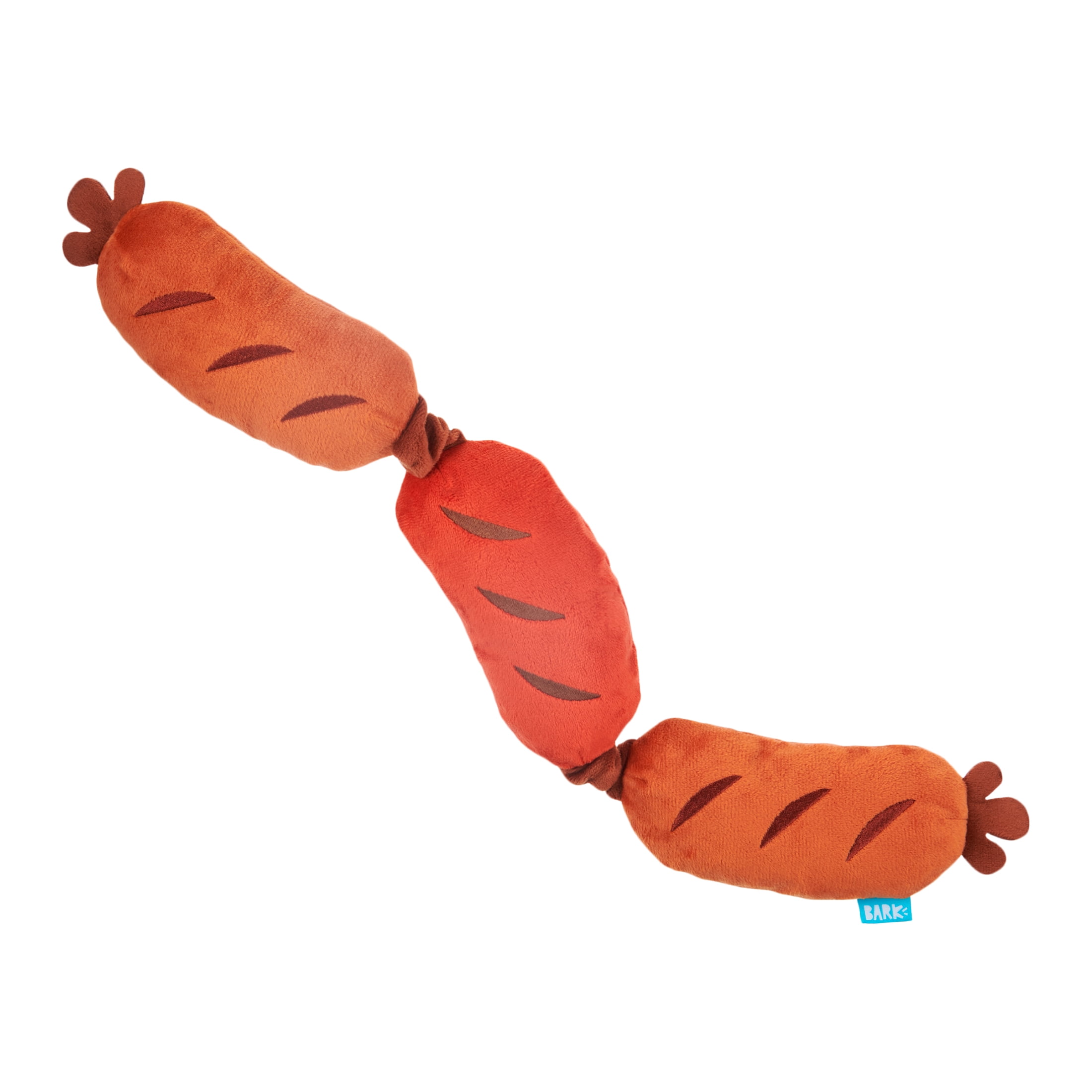 BARK Plush Dog Toys Sausage Lickin' Links, with Whip n Flip, Squeakers