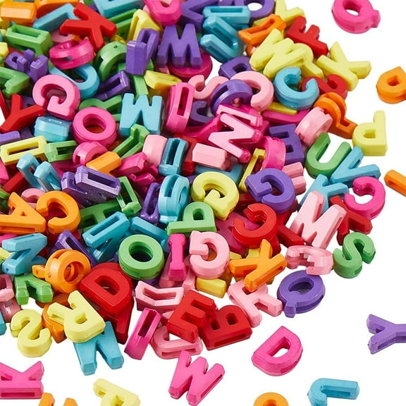 400cs Resin Letter Beads Colorful Alphabet Beads Bulk Opaque 3D A-Z Mixed Loose Smooth Plastic Letter Spacers for Jewelry Making Supplies DIY Craft Bracelet Keychain Necklace Women Adults Colorful