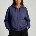 thumbnail image 2 of yillto Womens Coat Hooded Casual Sweatshirt Lightweight Zip up Fall Loose Drawstring Jackets with Pockets, 2 of 7