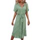 thumbnail image 5 of Txlixc, vestido a media pierna con botones para mujer, vestido de verano bohemio, manga corta, estampado floral, volantes, cinturón, línea A, vestido suelto de camisa Txlixc Estilo de ocio, 5 of 10