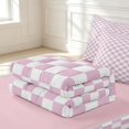 thumbnail image 6 of Manfei Vintage Grid Zipper Twin Comforter Sets with Fitted Sheet and 2 Pillowcases,Modern Check Zipper Bedding Set,Pink White,Pink Reversible,4pcs, 6 of 8