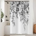 thumbnail image 2 of Eucalyptus Small Stall Shower Curtain, Watercolor Black Leaves on The Top Plant with Floral Bathroom Curtain Bathtub Home Decor Waterproof Fabric with 12 Hooks,36"x72", 2 of 6
