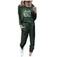 thumbnail image 1 of Gibobby Conjunto de sudadera para mujer Traje casual de pantalones de manga larga con estampado de inglesas informales de color sólido para mujer(Verde,M), 1 of 4