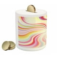 thumbnail image 2 of Pastel Piggy Bank, Abstract Sunburst Design Wavy Lines Sixties Seventies Style Psychedelic Retro Rays, Ceramic Coin Bank Money Box for Cash Saving, 3.6" X 3.2", Multicolor, by Ambesonne, 2 of 4