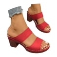 thumbnail image 3 of Ticikt Heel Solid Color Strap Sandals Elegant Summer Dressy Casual Comfortable Footwear, 3 of 9