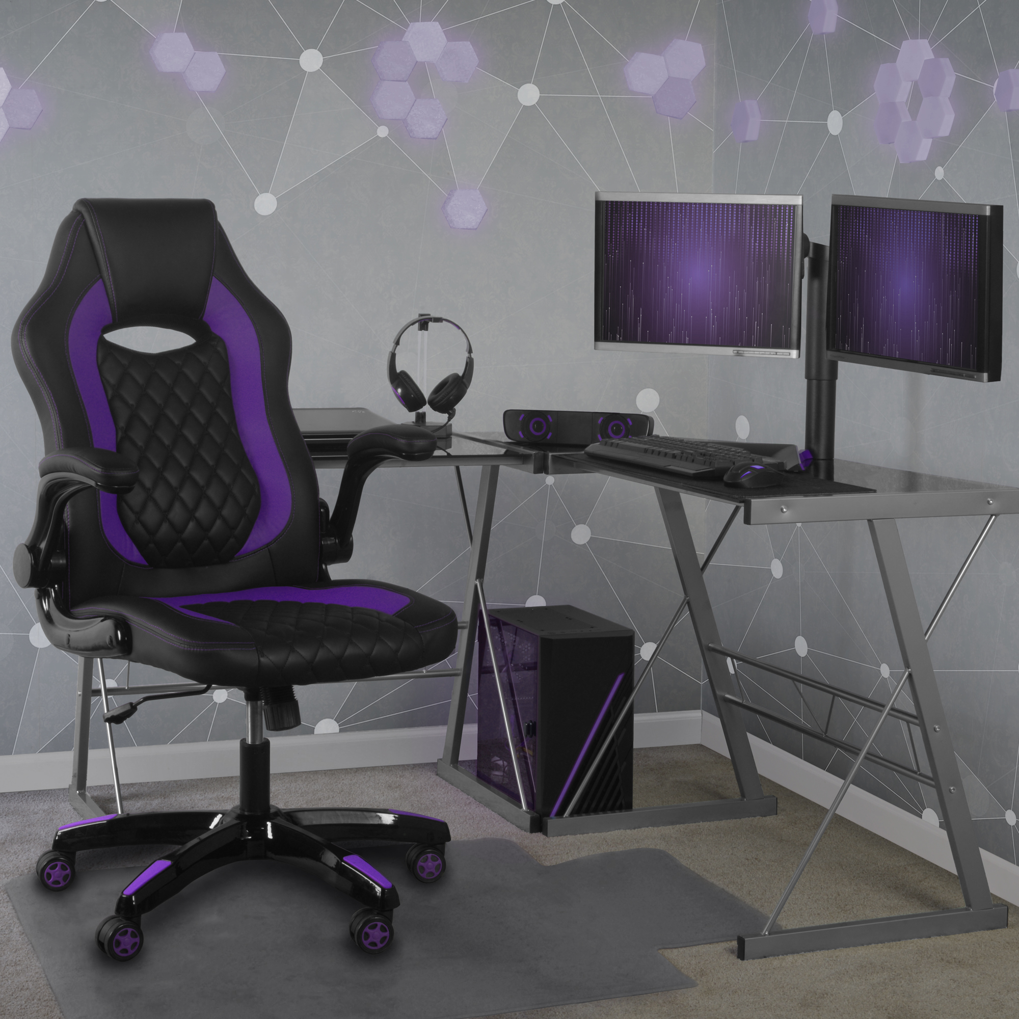 Aon Archeus Gaming Style Computer Desk Chair, Built-In