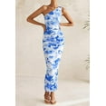 thumbnail image 6 of PRETTYGARDEN Women's One Shoulder Bodycon Dress Summer 2025 Printed Ruched Party Cocktail Fitted Long Dress, 6 of 8