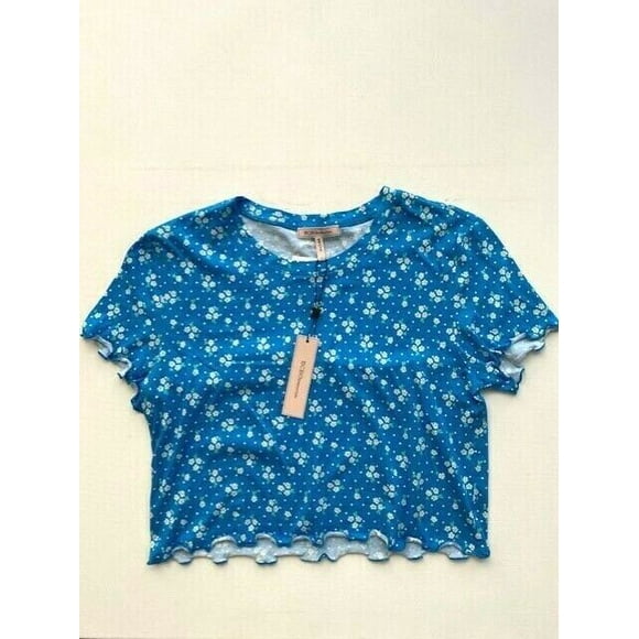 BCBGeneration Frill Floral Crop Top Blue ( L )