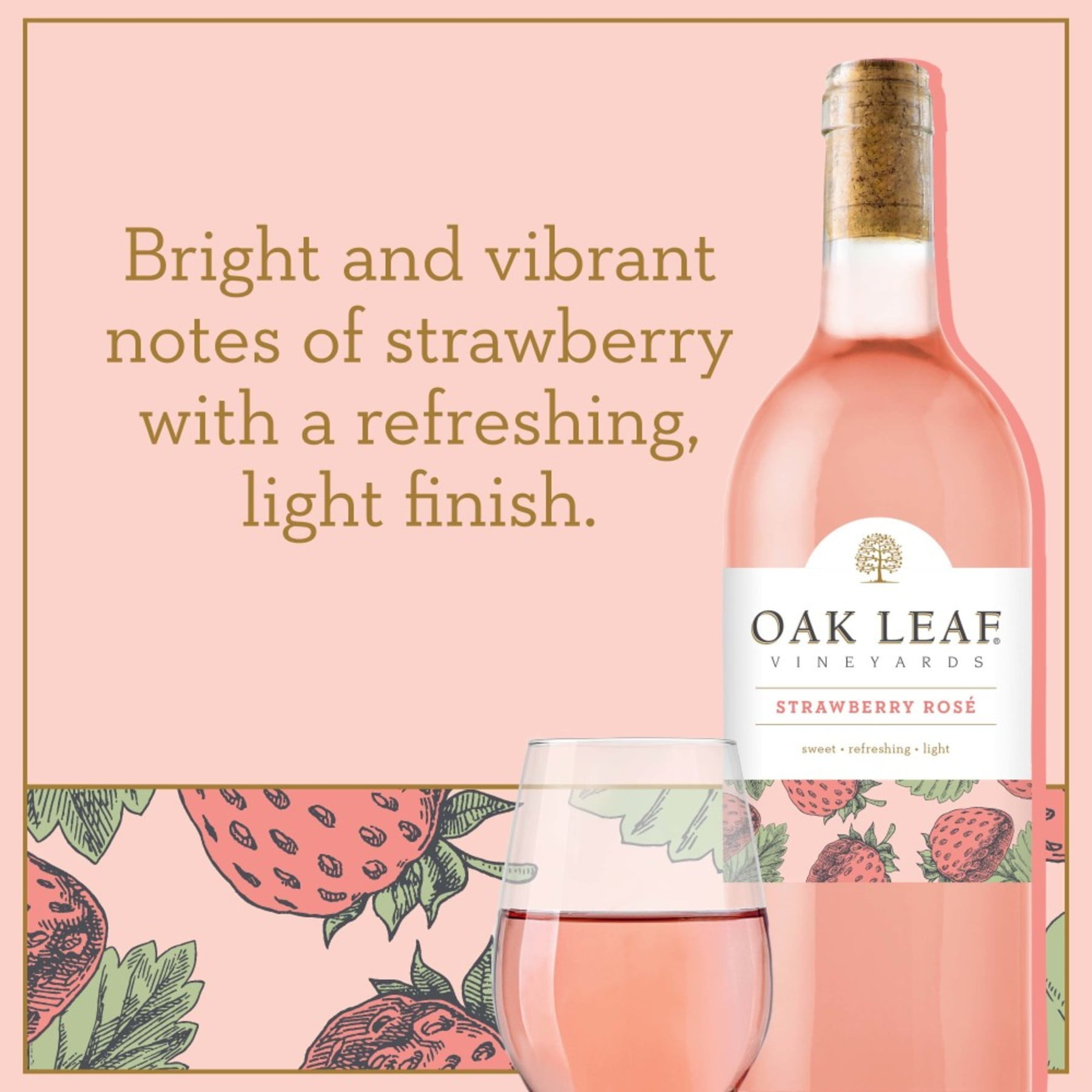 Oak Leaf Vineyards Sweets Strawberry Rose California Flavored Wine, 750 ml Bottle, 8.5% ABV