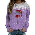 thumbnail image 1 of lcziwo Chandail pour Femmes Léger Verres de Vin Rouge Graphiques Chandails de Noël Léger à Manches Longues Chandail à Col Rond Automne Hiver 2024 Violet,G, 1 of 4