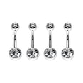 thumbnail image 1 of Luxe Modz 4PCS 14G Belly Button Rings Surgical Steel Double CZ Navel Ring Piercing Jewelry, 1 of 8