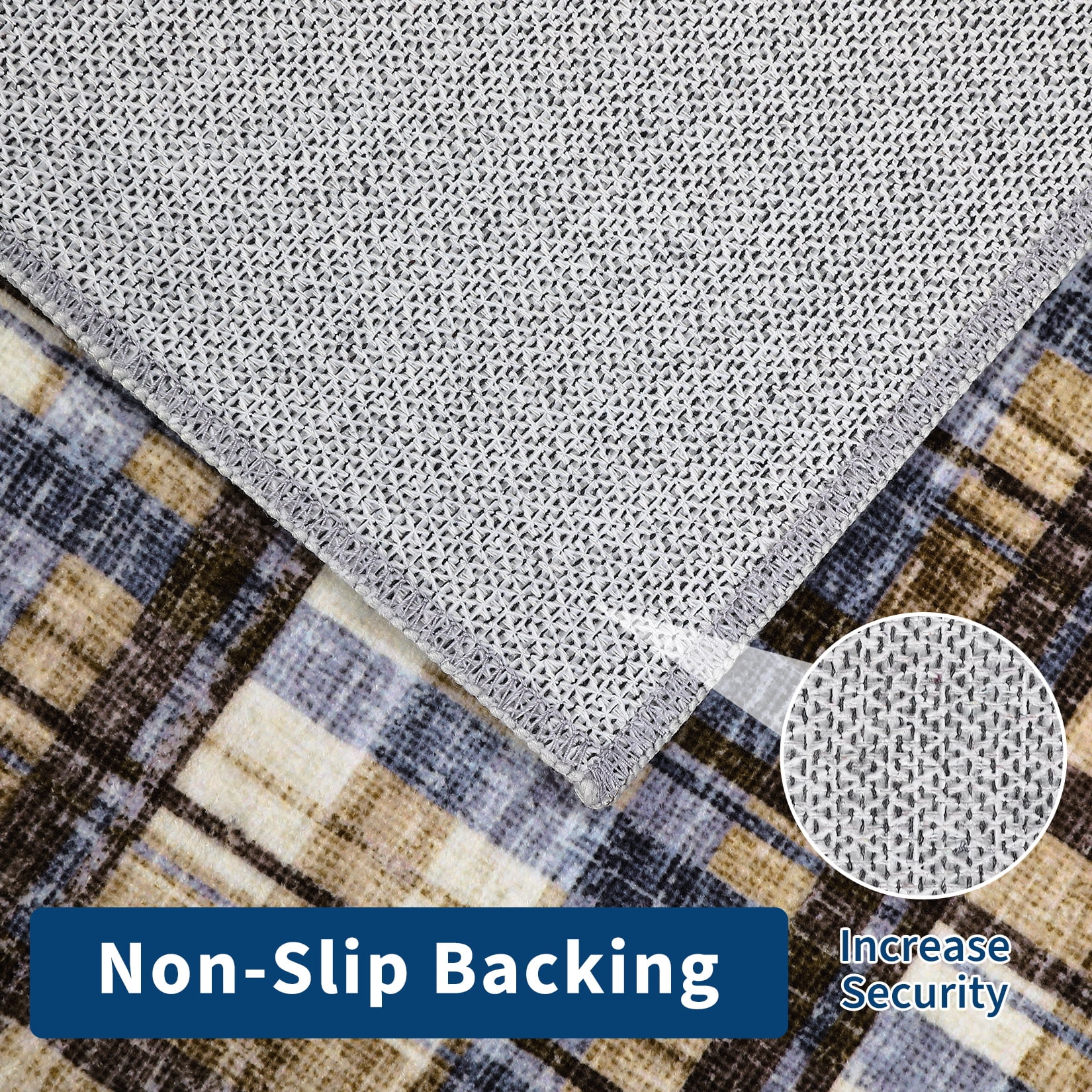 Garvee 10x13 Geometric Striped Area Rug Living Room Rug, Machine Washable Plaid Rugs With Non-Slip Backing Low Pile Stain Resistant Indoor Carpet for Bedroom Dining Room Home Office, Camel