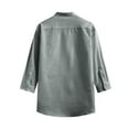 thumbnail image 4 of FRSASU Button Down Shirt for Men 3/4 Sleeve Casual Tops Solid Color Pocket Stand-up Collar Blouse Shirt Army Green L, 4 of 4