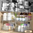 thumbnail image 5 of Kisportee 2 Pack Pull Out Bathroom Under Sink Organizers and Storage, 2 Tier Stackable Kitchen Pantry Organization, Medicine Cabinet Organizer with Movable Dividers, Clear, 5 of 12