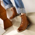 thumbnail image 5 of NOEGOEU Ankle Boots for Women Lace-up Low Heel Non Slip Flat Combat Boots Womens with Side Zipper (Brown,41), 5 of 6