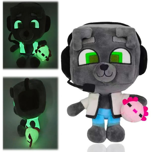 Bobicraft Peluche,Cute Bobicraft GITD Wolf Juguetes de Peluche, muñeco de Peluche de Personaje de Juego Kawaii, muñecos de Peluche de Dibujos Animados Bonitos