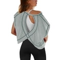 thumbnail image 1 of Camiseta de entrenamiento SENSERISE con espalda abierta de manga corta para mujer, 1 of 5