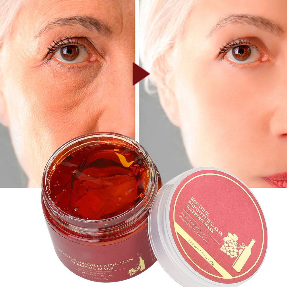 LYUMO 50g Red Wine Sleeping Facial Mask Whitening Moisture Cream Night
