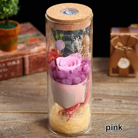 

LED RGB Dimmer Lamp Rose Flower Bottle Night Light+Remote Control Birthday Gift Home Decor New