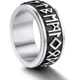 thumbnail image 1 of ORUYROP Can Engrave Viking Rune Spinner Rings for Men/Women, Size #7-#14 Chain Link Fidget Ring, Stainless Steel/Gold Plated/Black-Send Gift Box, 1 of 7